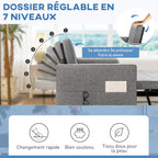 Canapé convertible 2 places, canapé-lit, 2 coussins 80,5x137,5x84cm gris