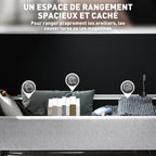 Banc/ coffre de rangement 53,8L avec siège rembourré en lin et accoudoirs, 132 x 42 x 50 cm, gris