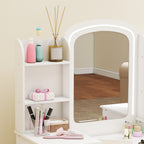 Coiffeuse pour enfants avec tabouret, miroir LED, table de maquillage 104 x 40 x 112 cm, blanc