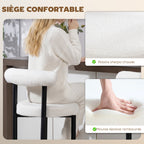 Lot de 2 tabourets de bar, dossier incurvé, repose-pieds, 50x52,5x98cm, blanc