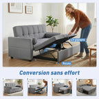 Canapé convertible 2 places, canapé-lit, 2 coussins 80,5x137,5x84cm gris