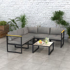 Ensemble Salon de Jardin 6 pièces pour 5 personnes - en aluminium, grand confort