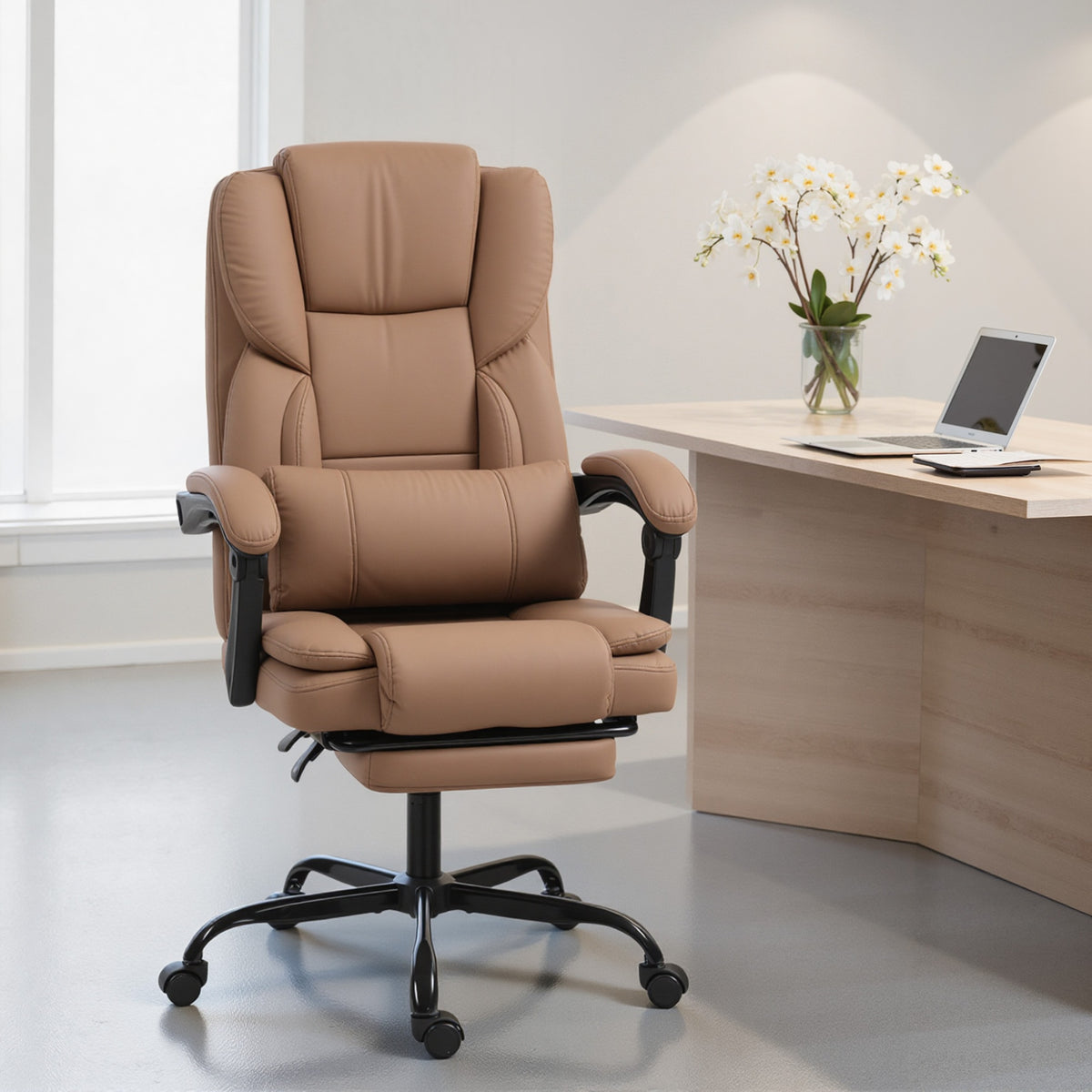 Chaise bureau ergonomique, 65x67x111-119cm, marron
