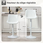 Lot de 2 tabourets de bar, repose-pieds blanc