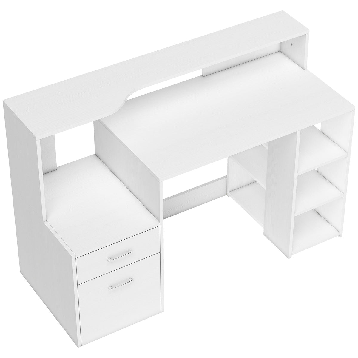 Bureau informatique, 2 tiroirs, 137x55x92cm, blanc