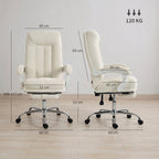 Chaise Bureau Ergonomique, Inclinable, Repose-Pieds, Crème