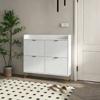 Meuble à chaussures 4 abattants avec étagère réglable, rangement chaussure 106 x 24 x 102 cm, blanc