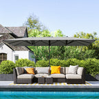Parasol de jardin, rectangulaire 451 x 264 cm avec manivelle toile polyester 200g/m² gris foncé