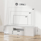 Meuble TV 160 cm, jusqu'à 65 pouces avec 2 portes et tiroir, blanc