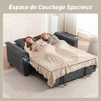 Canapé convertible 2 places, canapé-lit clic-clac, 2 coussins, gris