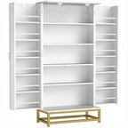 Armoire de cuisine, 12 étagères à portes, 58x29x119,5cm, blanc