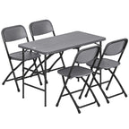 Salon de jardin extérieur avec 4 chaises pliables table réglable en hauteur 118 cm gris foncé