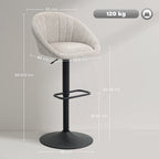 Lot de 2 tabourets de bar, repose-pieds, beige