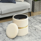 Pouf tabouret repose-pied coffre de rangement 36 x 36 x 44 cm beige