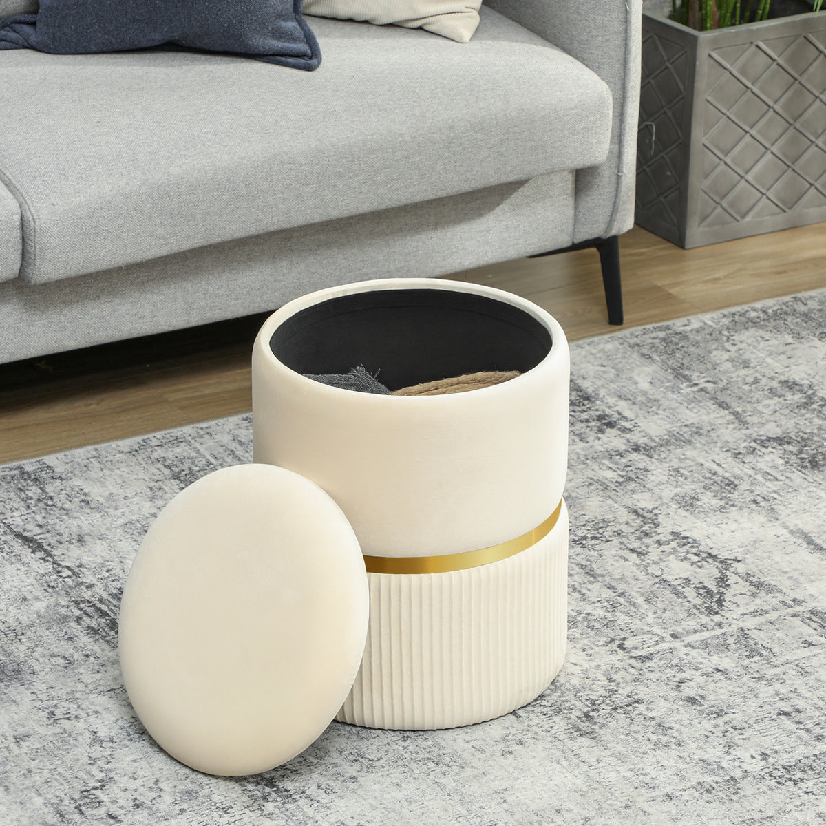 Pouf tabouret repose-pied coffre de rangement 36 x 36 x 44 cm beige