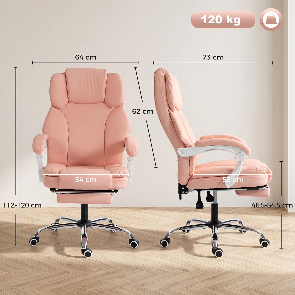 Chaise Bureau Ergonomique, Inclinable, Rose
