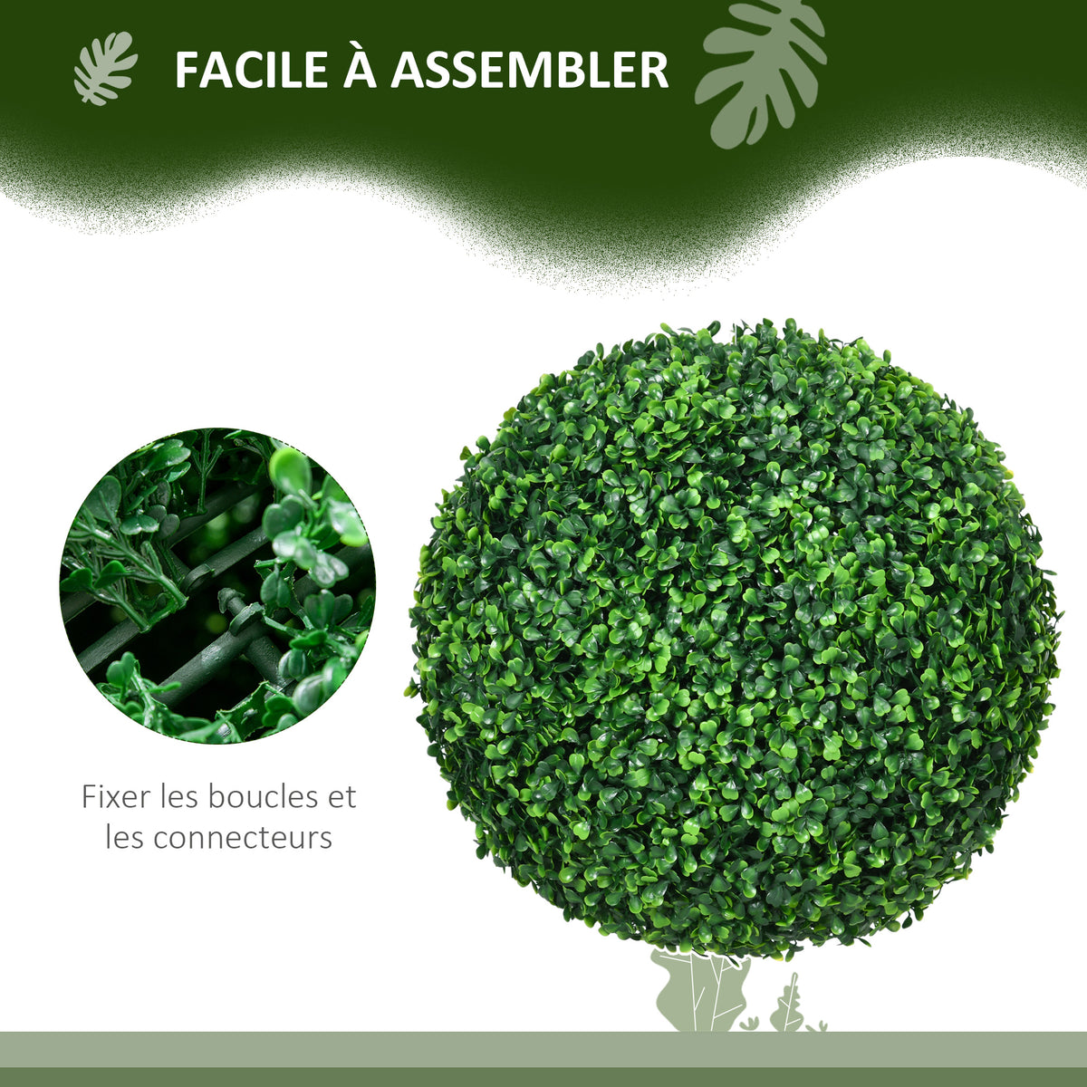 Lot de 2 boules de buis artificielles de 40 cm, vert