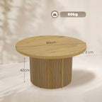 Table basse ronde en bois, effet bois naturel