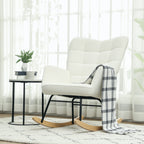 Fauteuil à bascule, effet laine, structure en acier 71 x 98 x 101 cm blanc