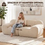 Canapé 2 Places, 174cm, Entièrement Compressé, Beige