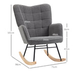 Fauteuil à bascule, effet laine, structure en acier 71 x 98 x 101 cm Gris foncé