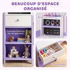 Coiffeuse pour Enfants avec Tabouret et Miroir, Violet