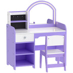 Coiffeuse pour Enfants avec Tabouret et Miroir, Violet