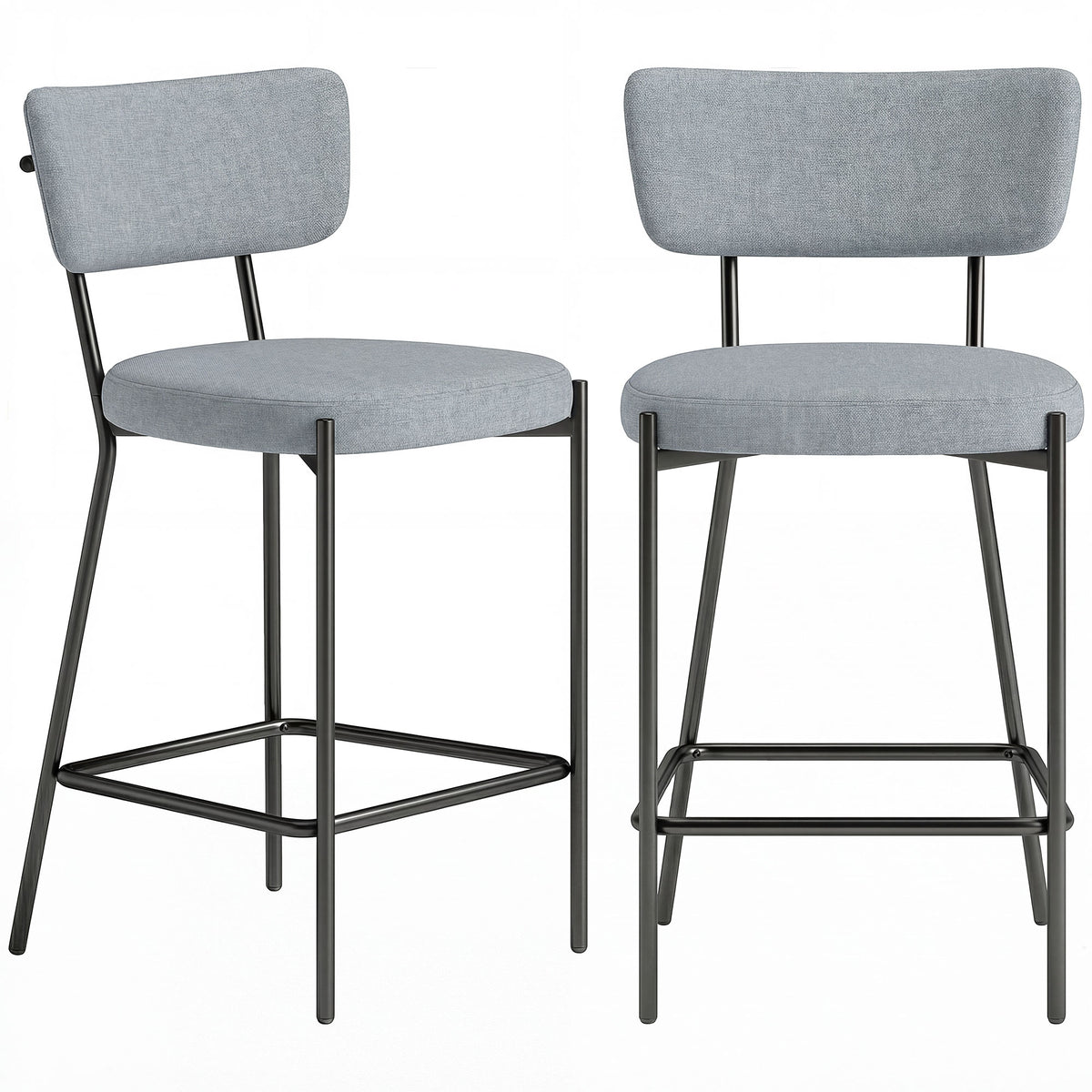 Lot de 2 tabourets de bar, repose-pieds, 49 x 53 x 93 cm, gris