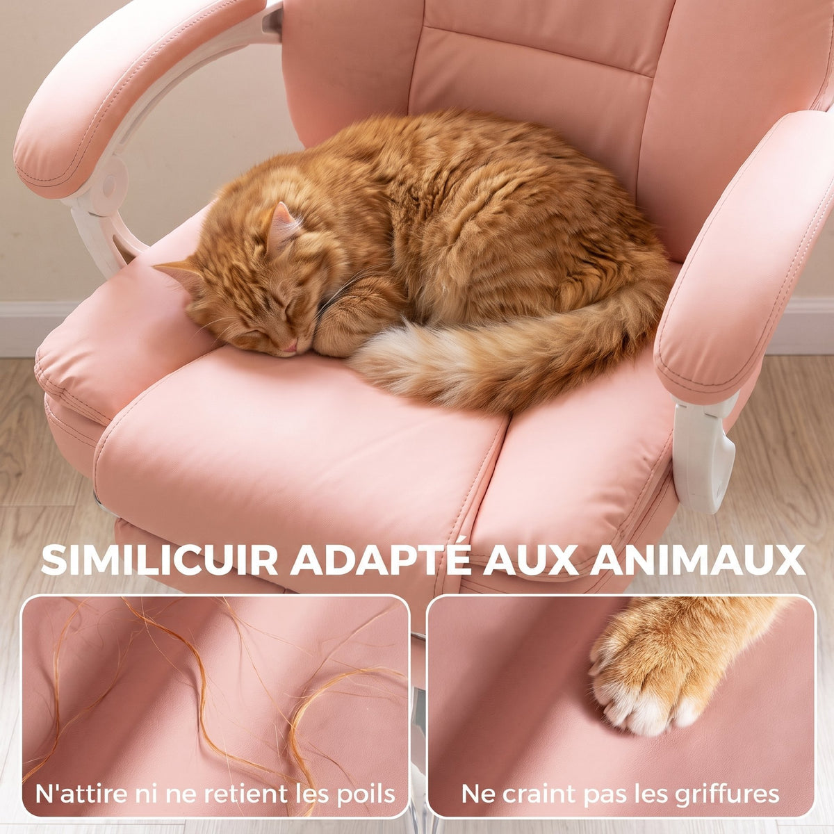Chaise Bureau Ergonomique, Inclinable, Rose