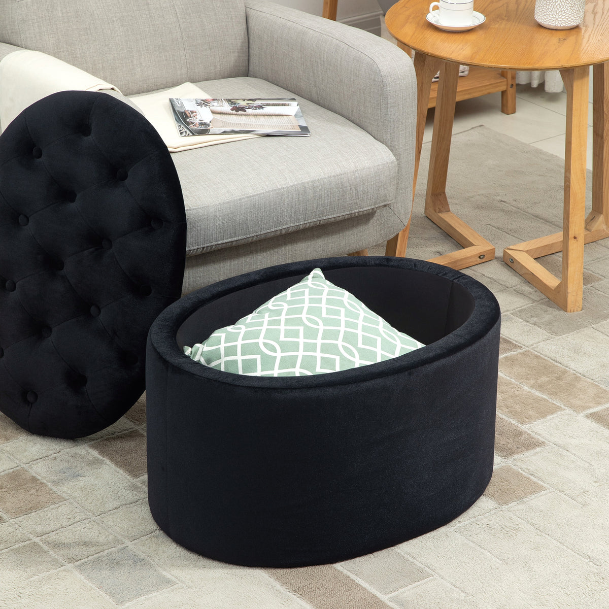 Banc de rangement rembourré avec espace de rangement 71 x 52 x 42 cm noir
