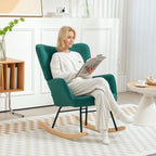 Fauteuil à bascule, en velours structure en acier 71 x 98 x 101 cm Vert