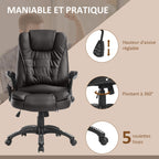 Fauteuil de bureau massant et chauffant électrique, noir