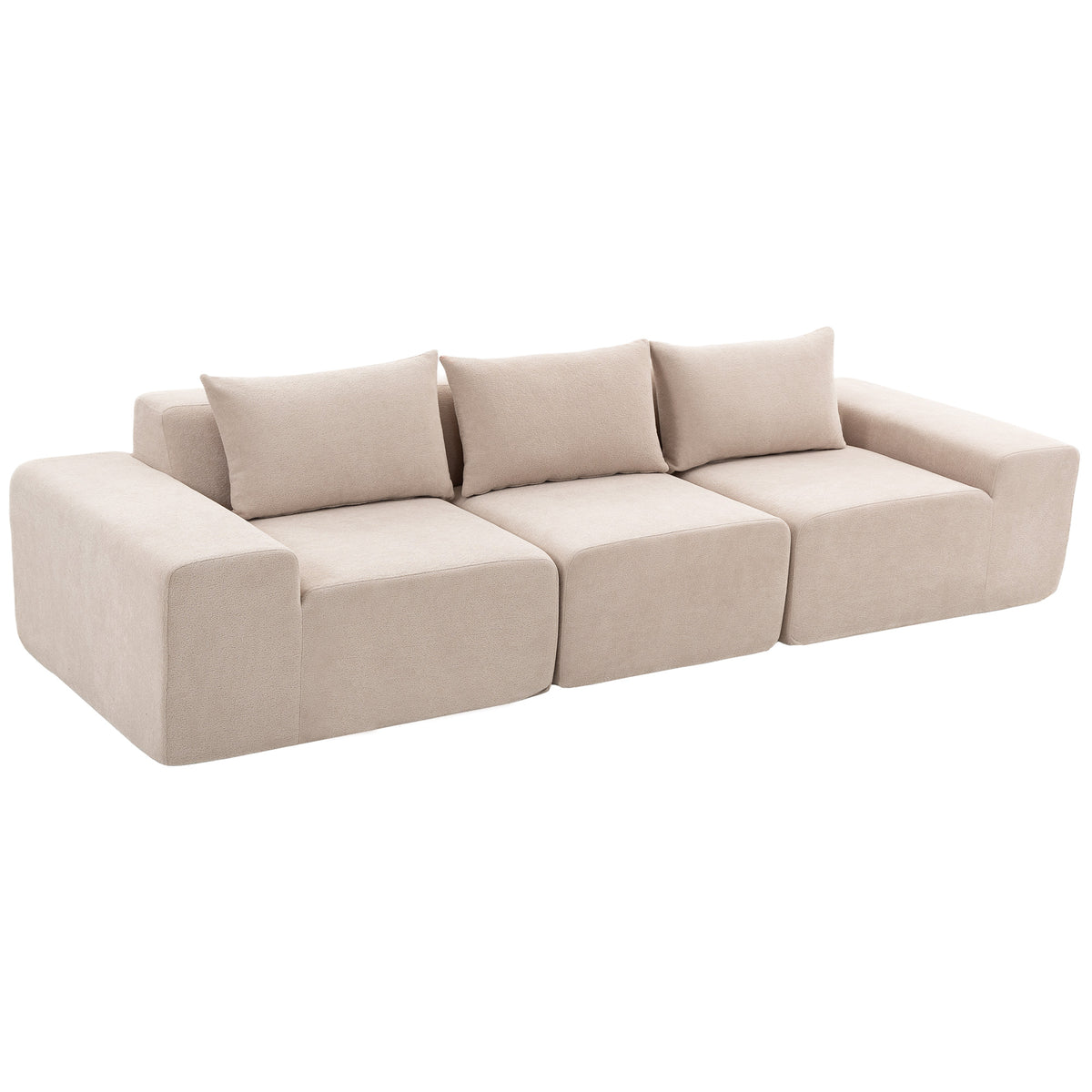 Canapé 3 Places 320 cm, Canapé Modulaire, Entièrement Compressé, Beige
