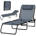 Transat Pliable, Dossier inclinable Multi-Positions, Acier thermoplastique + Lacets élastiques Noir