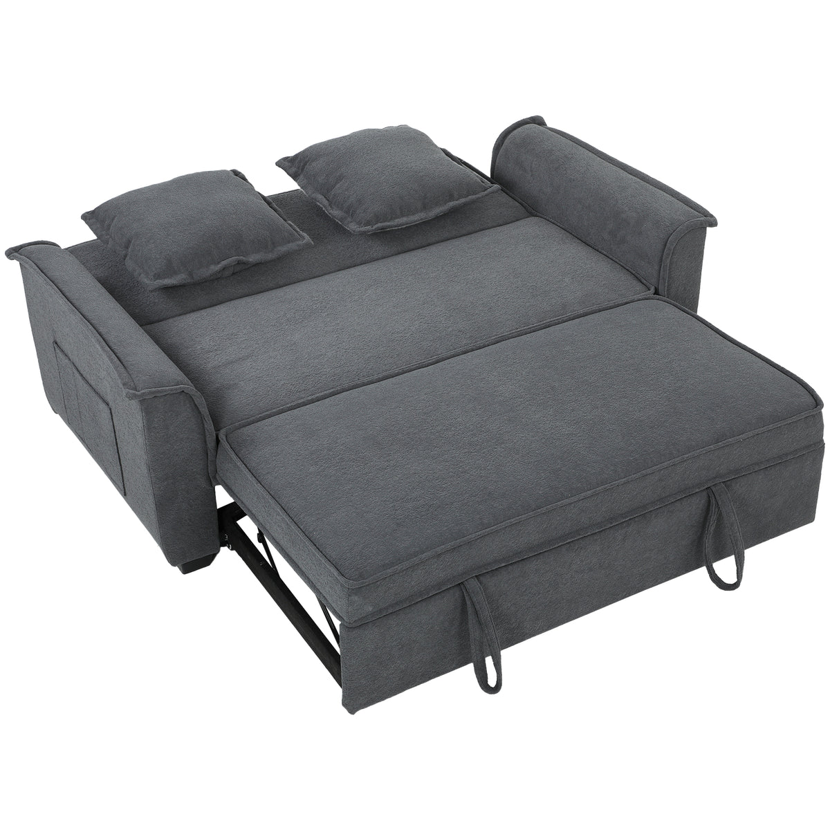 Canapé convertible 2 places, canapé-lit clic-clac, 2 coussins, gris