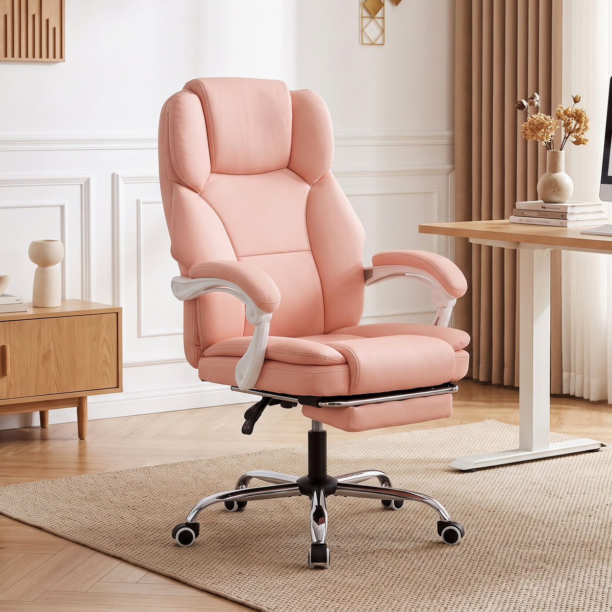 Chaise Bureau Ergonomique, Inclinable, Rose
