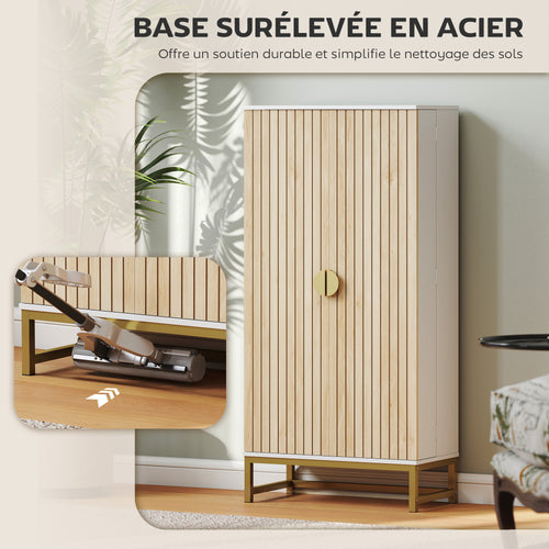 Armoire de cuisine meuble, 12 étagères à portes,58x29x119,5cm, blanc