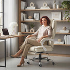Chaise bureau ergonomique, 64x73x112-120cm, beige