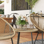 Salon de jardin 2 personnes, plateau en verre trempé