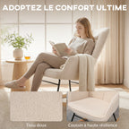 Fauteuil à bascule, effet laine, structure en acier 71 x 98 x 101 cm beige
