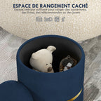 Pouf tabouret repose-pied coffre de rangement en velours 36 x 36 x 44 cm bleu