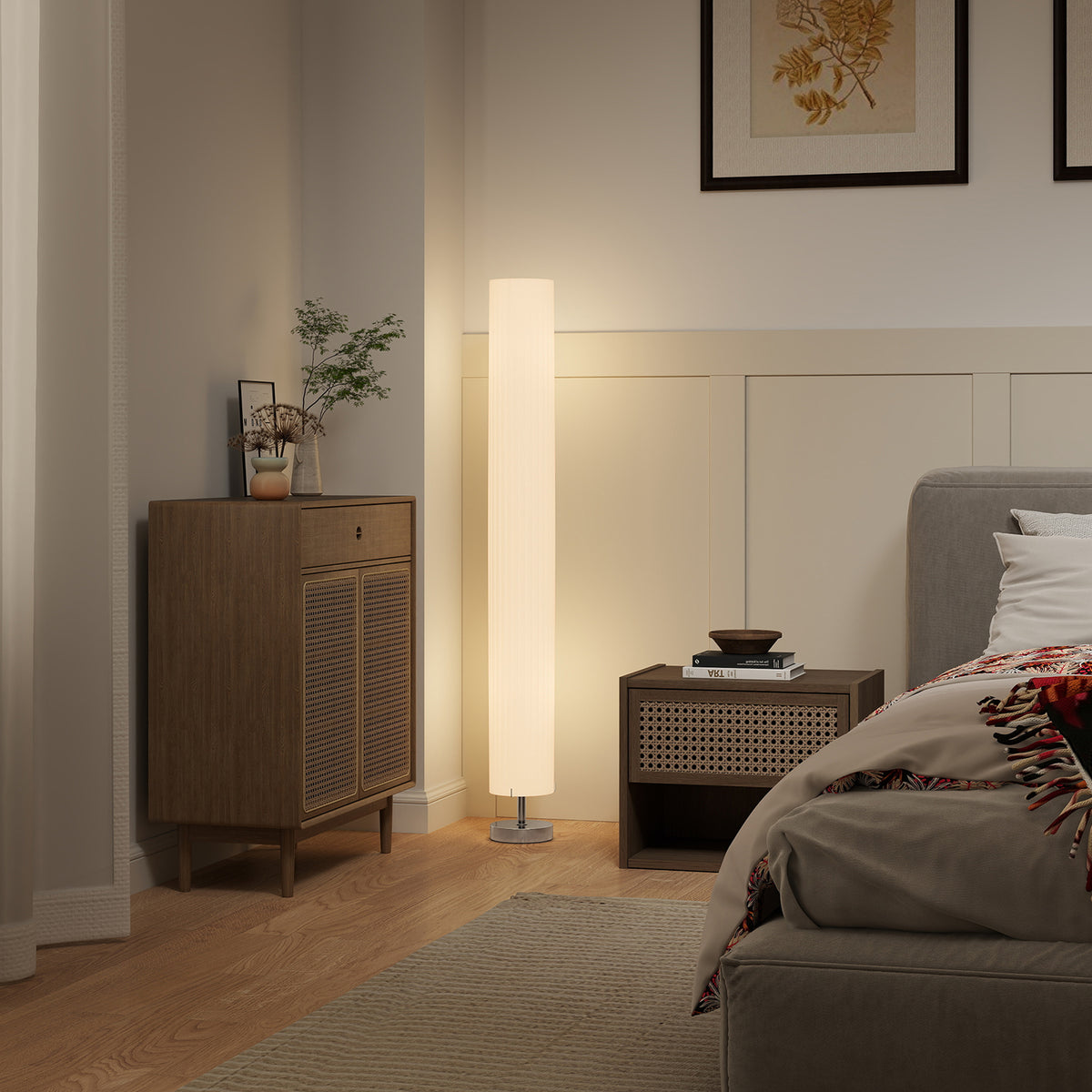 Lampadaire / lampe sur pied moderne lumière tamisée 40 W, 14L x 14l x 120H cm inox blanc