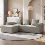 Canapé d'Angle, Canapé 3 Places en L 242 cm, Gris Clair