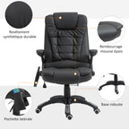 Fauteuil de bureau massant et chauffant électrique, noir