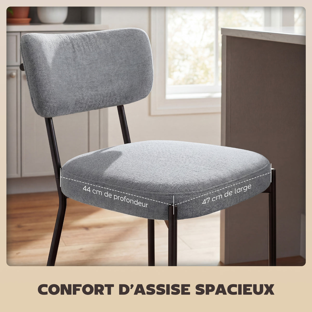 Lot de 2 tabourets de bar, repose-pieds, 49 x 53 x 93 cm, gris