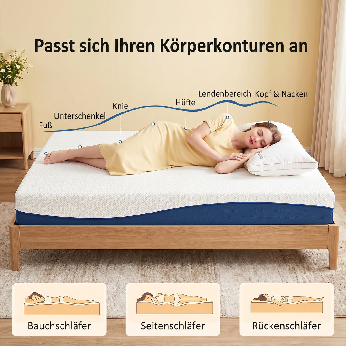 Matelas 140x190cm, 2 personnes, mousse à mémoire de forme