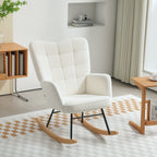 Fauteuil à bascule, effet laine, structure en acier 71 x 98 x 101 cm blanc