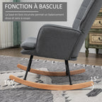 Fauteuil à bascule avec repose-pieds, coussin inclus, 64 x 89 x 90 cm, gris