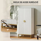 Armoire de cuisine, 12 étagères à portes, 58x29x119,5cm, blanc