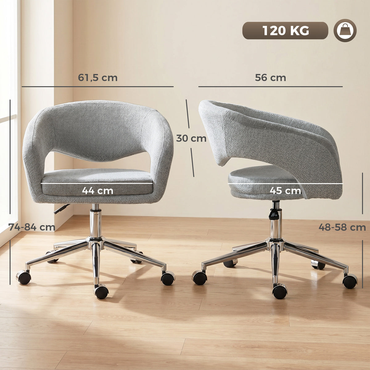 Chaise Bureau Ergonomique, Dossier Incurvé, Gris